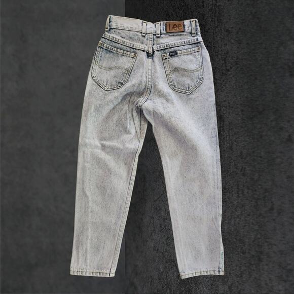 Lee Jeans Girls Sz 12R 23"x22" Bleached Tapered Ankle Zip VTG Made in USA - Picture 3 of 9